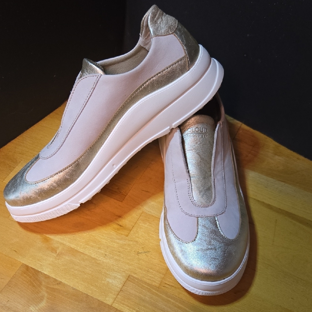 Cloud Gold and Cream Women's Slip-On Sneakers- Size 39 (8-8.5)